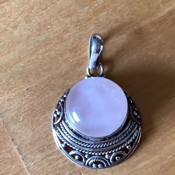 Sterling SILVER 925 PINK QUARTZ PENDANT​​ - Picture 5 of 11